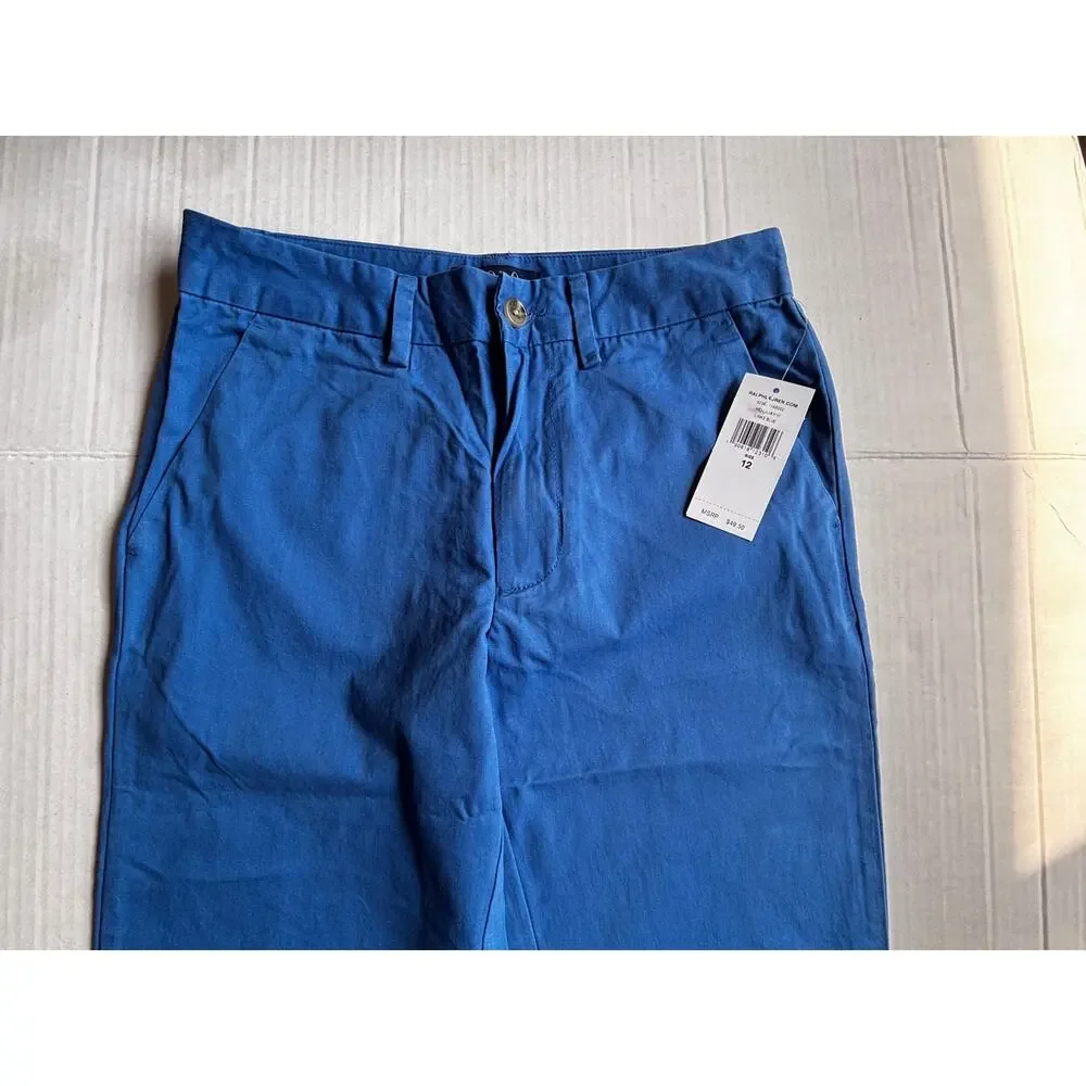 Polo Ralph Lauren Boys Sz 12 Chino Twill Pants Links Blue NWT New Cotton Stretch